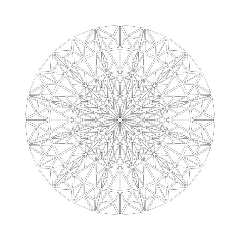 Geometrical triangle mosaic mandala pattern coloring page design stock vector