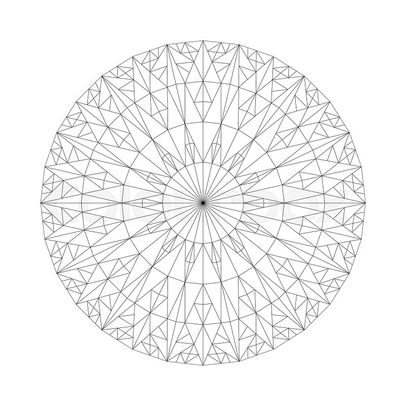 Oriental triangle mosaic mandala pattern coloring page design stock vector