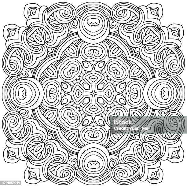 Geometric design square mosaic of a vector kaleidoscope diwali celebration a traditional indian symbol arabesque vector coloring page coloring book contour stock illustration
