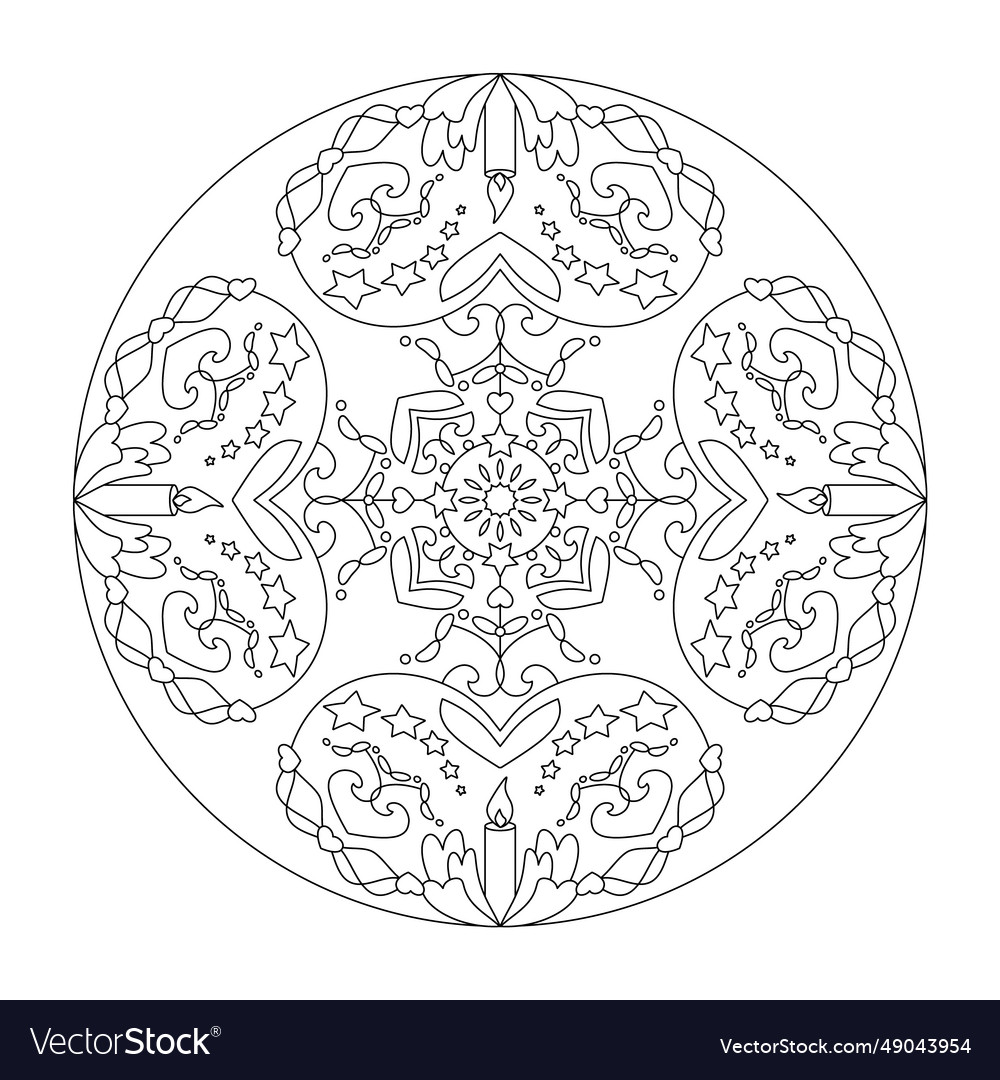 Christmas mandala coloring page royalty free vector image