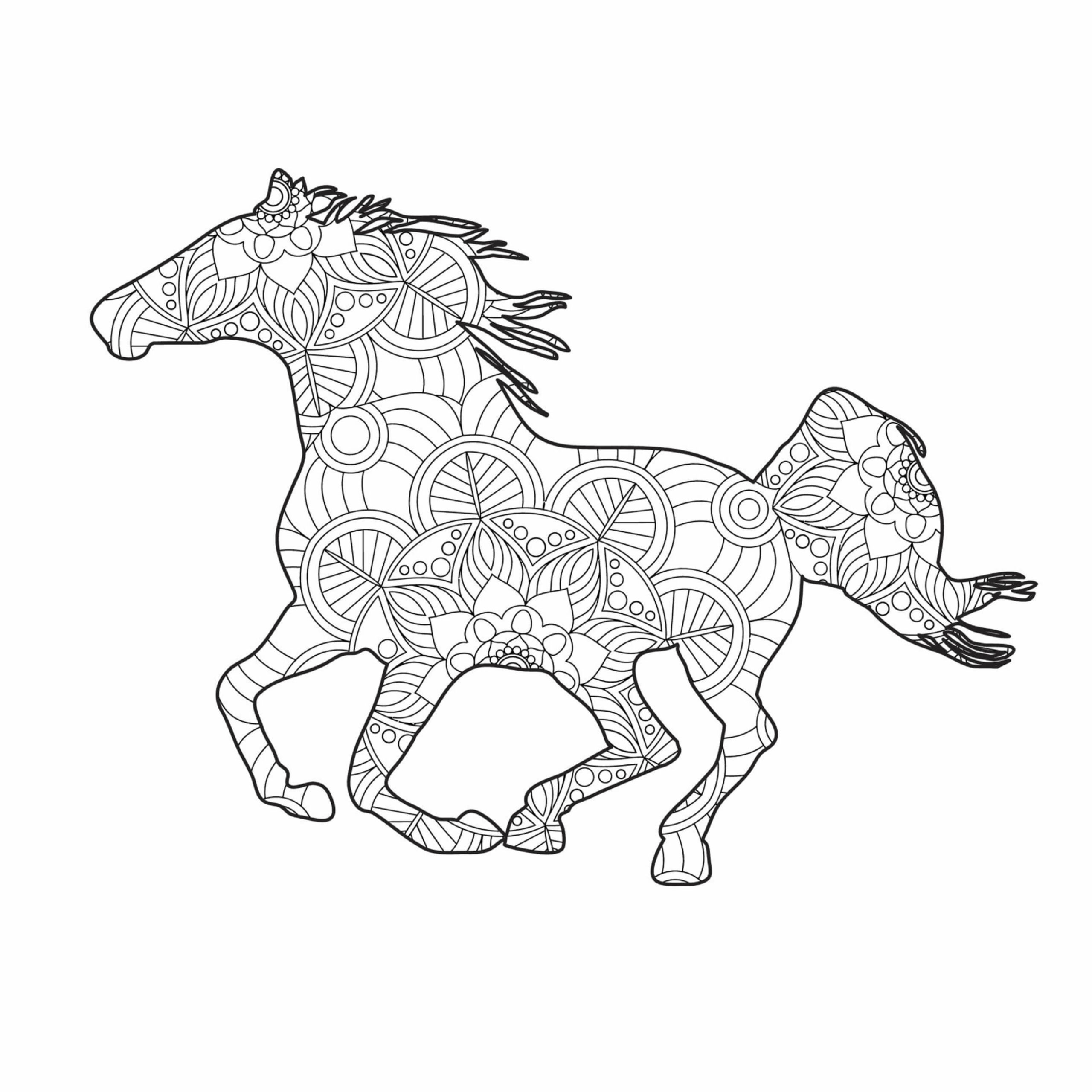 Awesome horse mandala coloring page