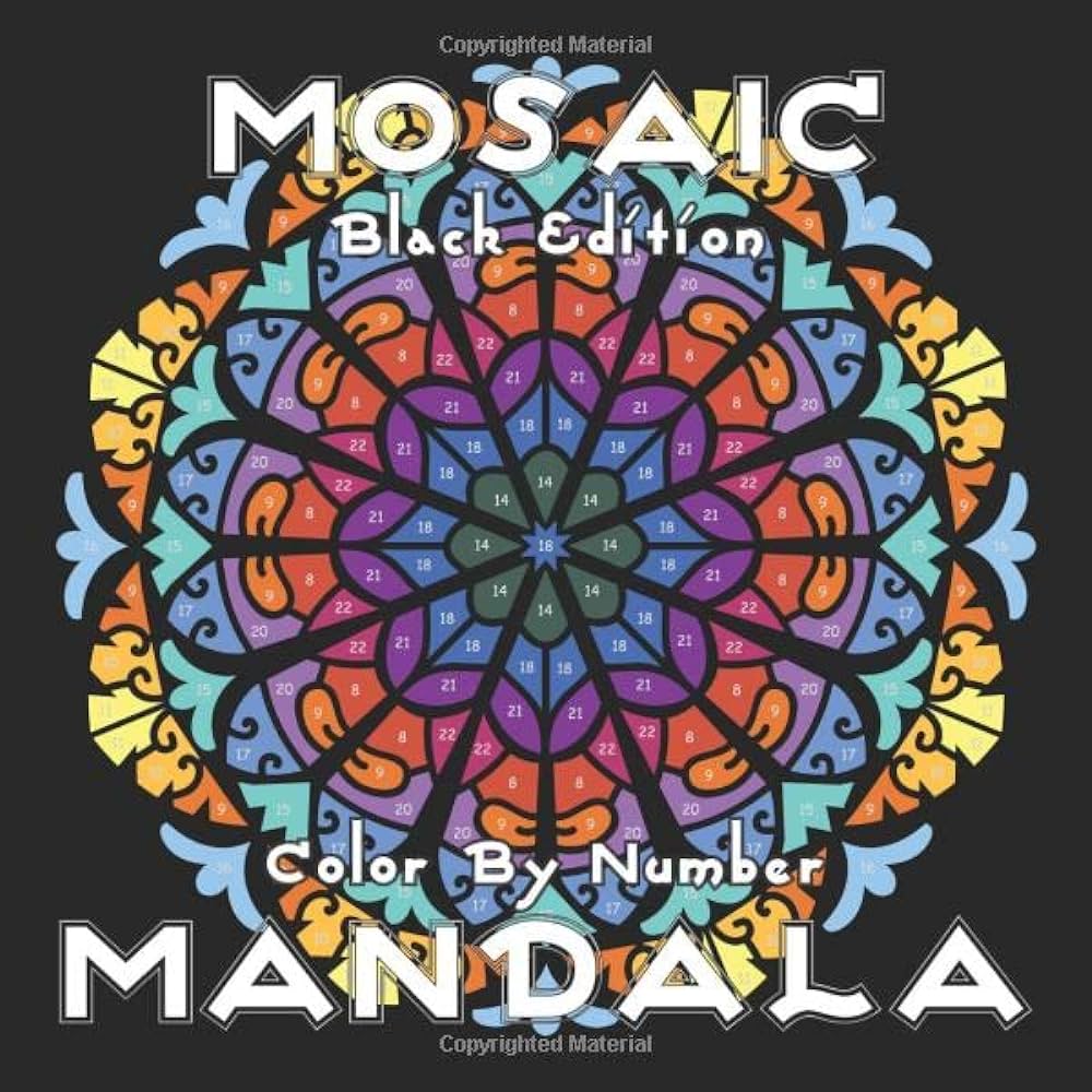 Mosaic mandala color by number black edition mandalas on black backgrounds for adults relaxation and stress relief color by number coloring books drawing sunlife color by number mosaic books