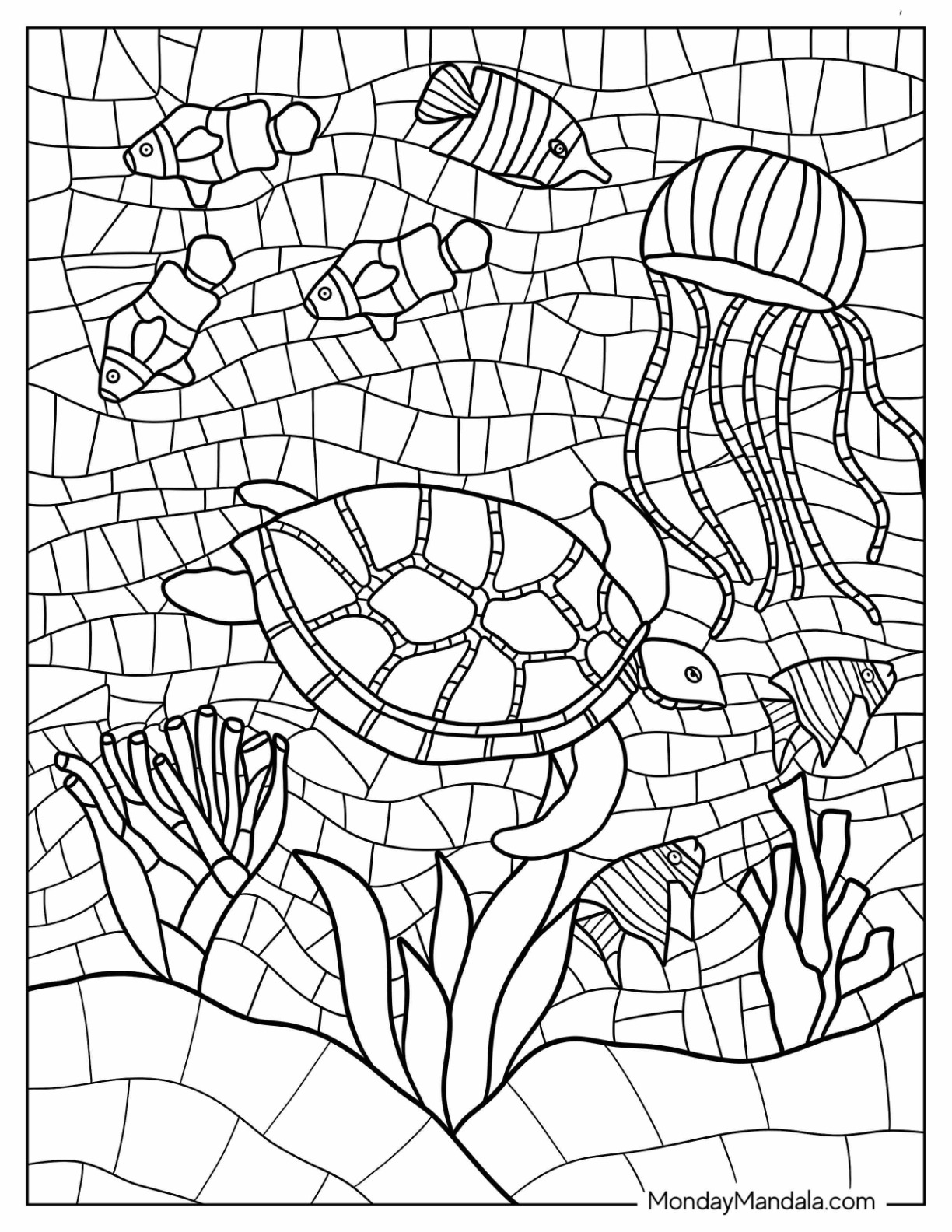 Mosaic coloring pages free pdf printables