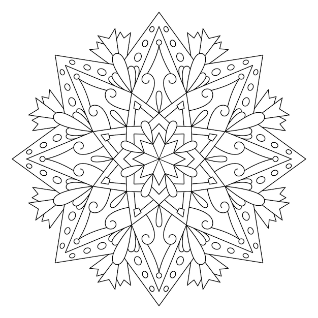 Premium vector printable star mandala coloring page for adult