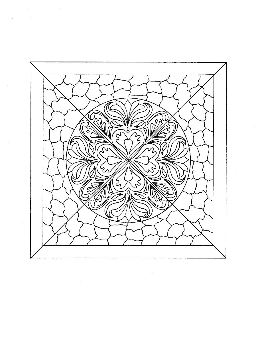 Mosaic tile mandala adult coloring page