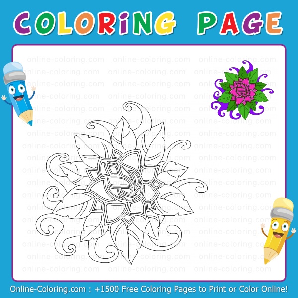 Floral mandala free online coloring page