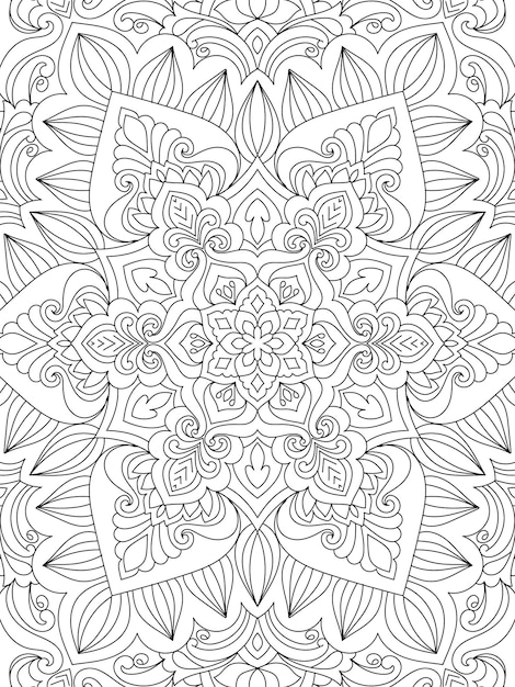 Premium vector doodle hand drawn mandala coloring page outline
