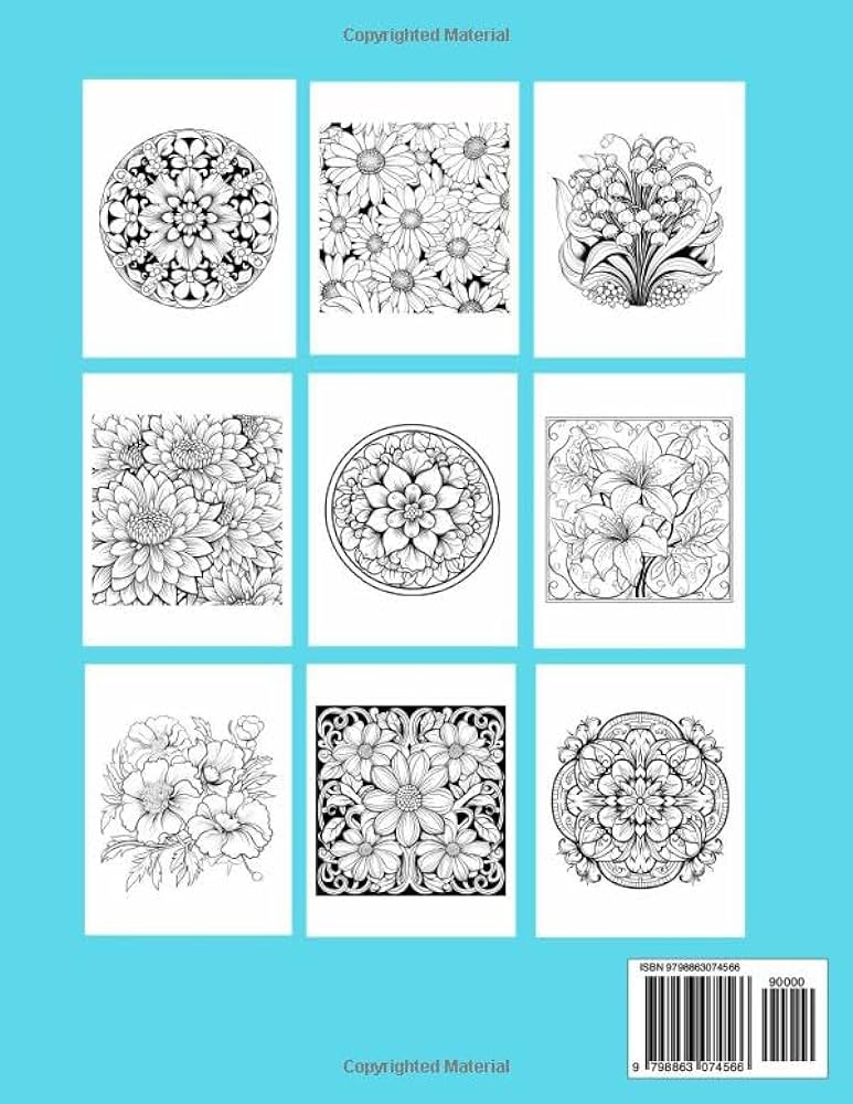 Flowers and mandalas pattern coloring book for adults explore flower
