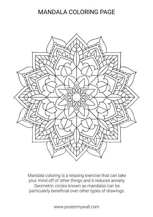 Free printable mandala coloring page template