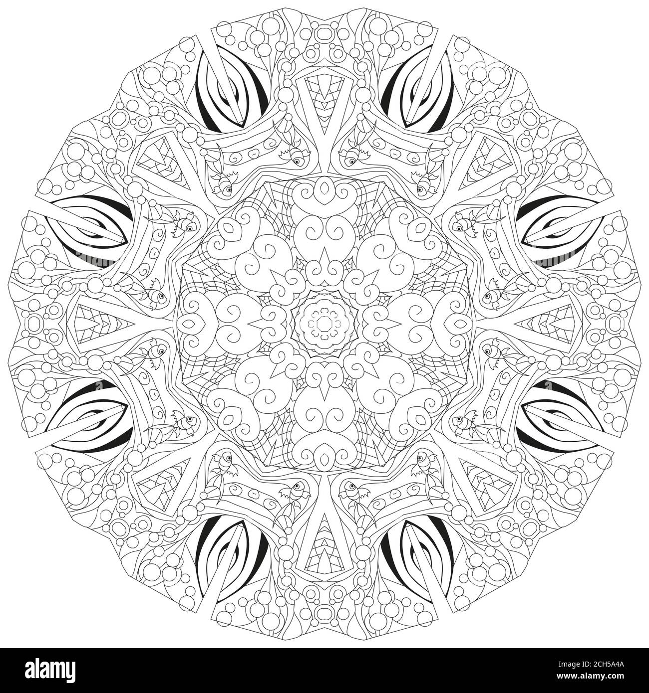 Hand drawn zentangle mandala for coloring page stock vector image art