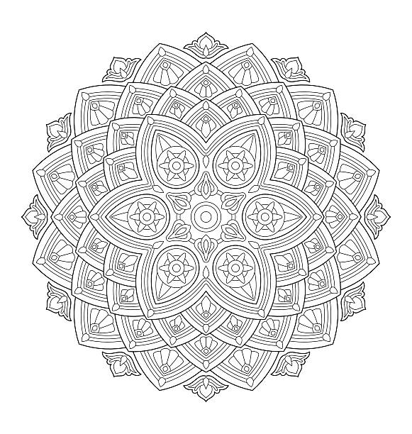 Mandala illustration for adult coloring stock illustration