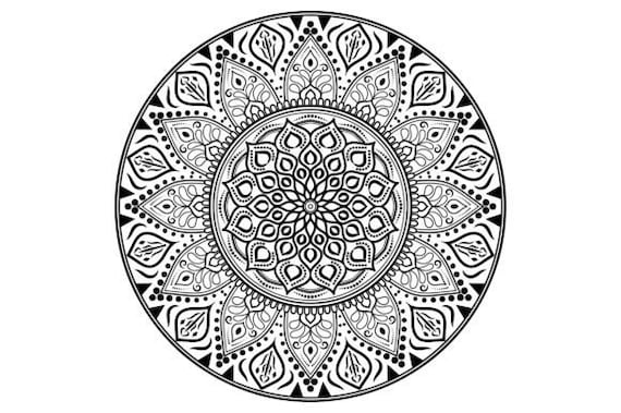 Adult mandala coloring page printable pdf for stress relief instant download