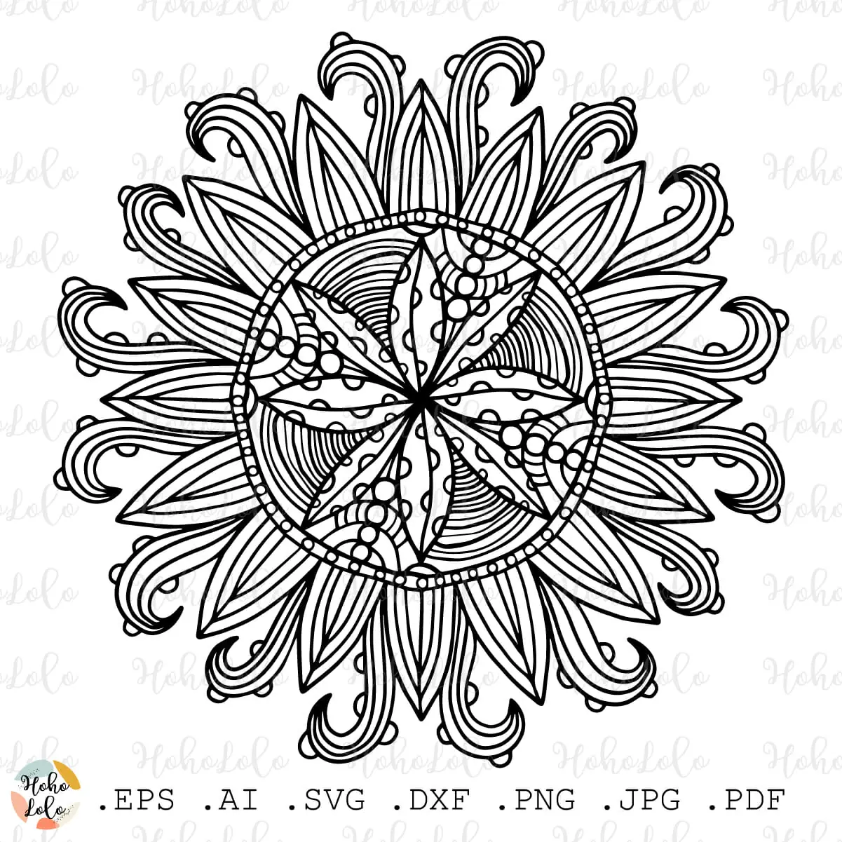 Floral mandala coloring page pdf pattern svg cricut