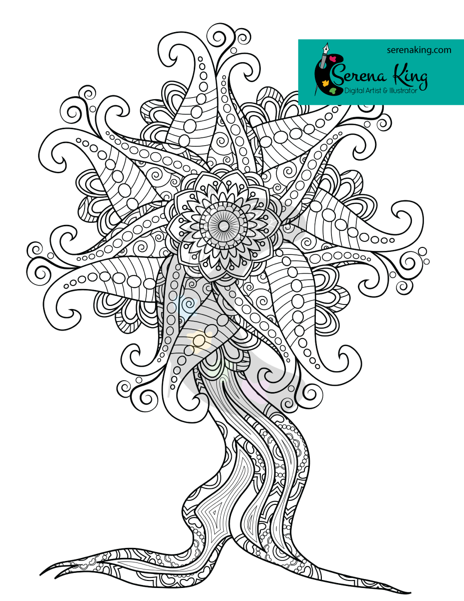 Mandala tree coloring page â serena king
