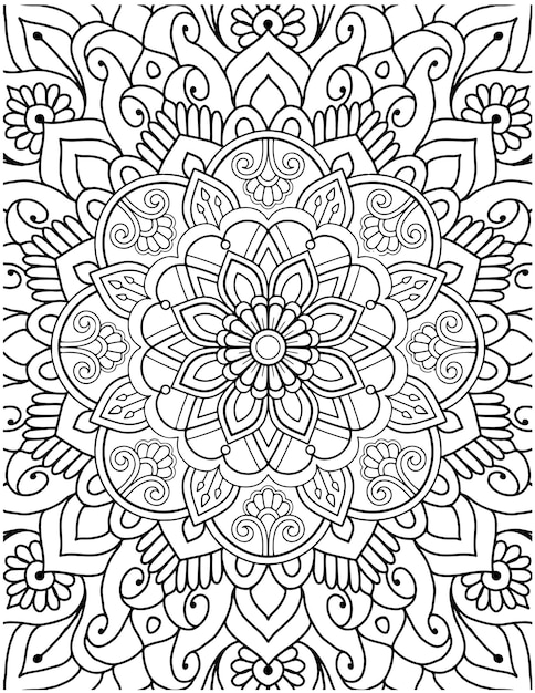 Premium vector hand drawn mandala coloring pages for adult coloring book floral hand drawn mandala coloring page