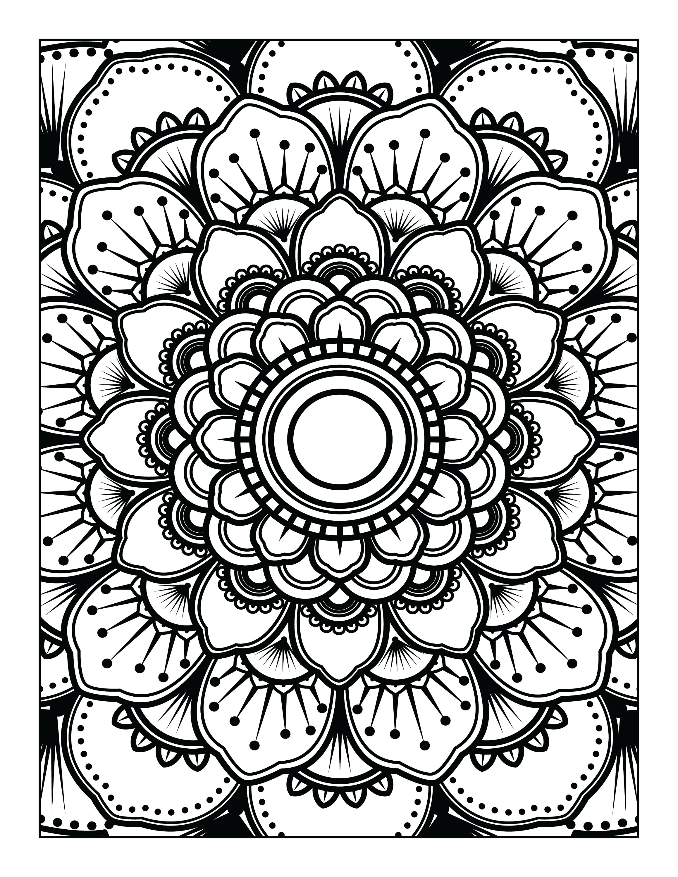 Printable mandala adult coloring pages floral easy coloring book mandalas