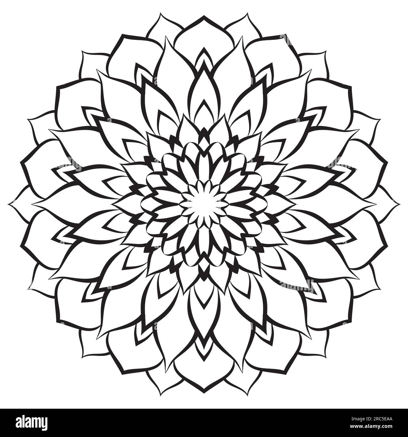 Flower mandala coloring page simple symmetric floral shape for mindful coloring stock vector image art