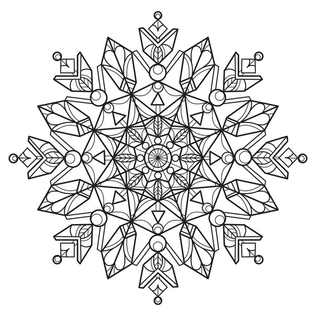 Premium vector mandala snowflake hand drawn for adult coloring book