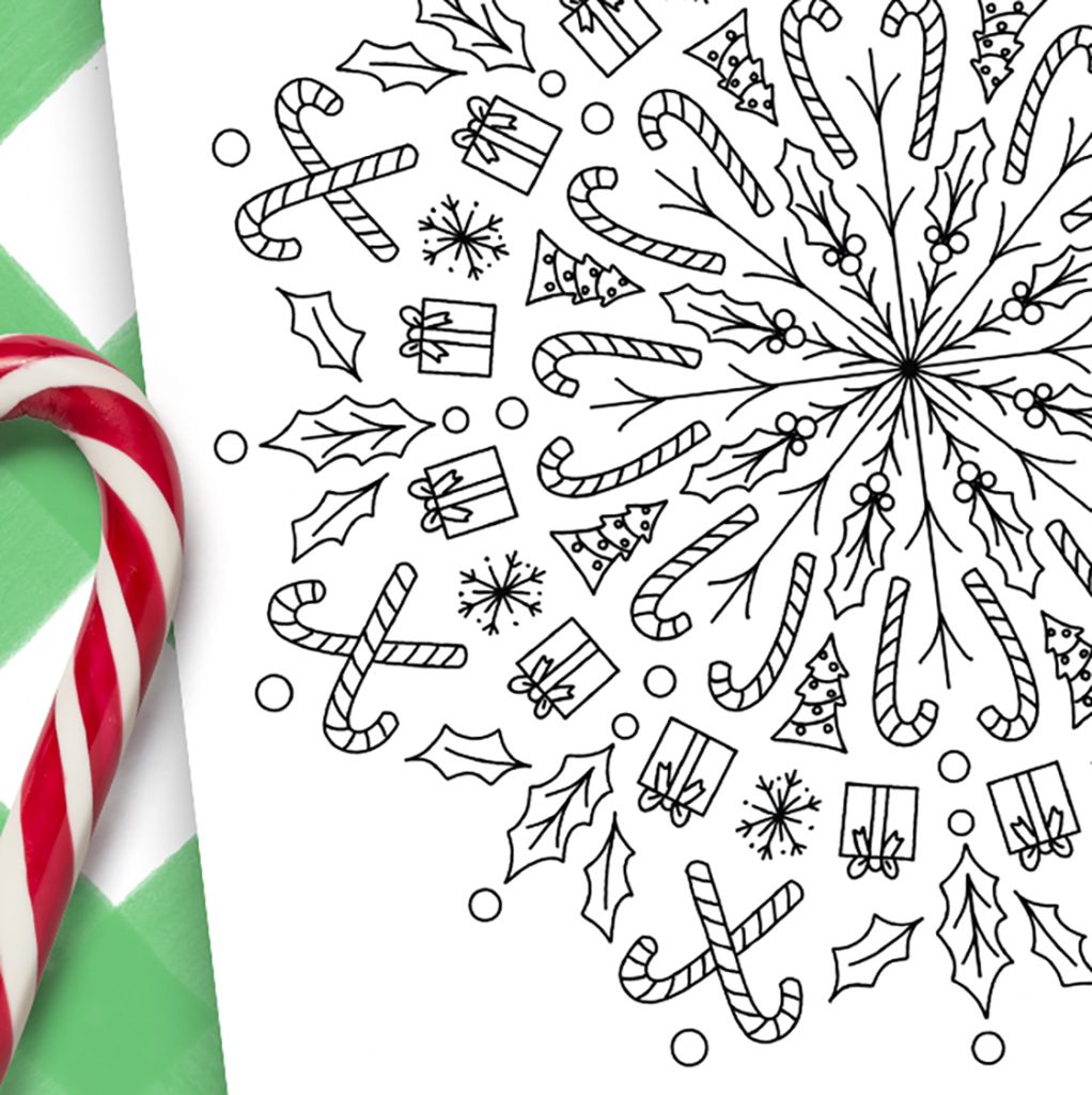 Printable christmas mandala coloring page