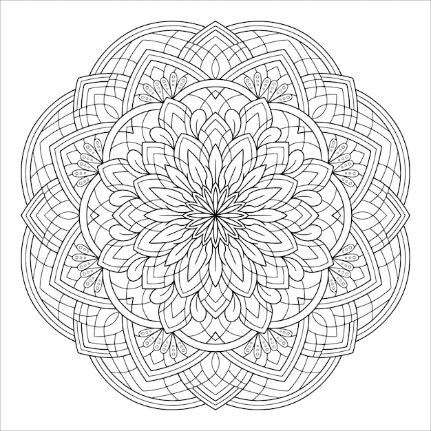 Premium vector outline mandala pattern antistress coloring pages for adult hand drawn illustration