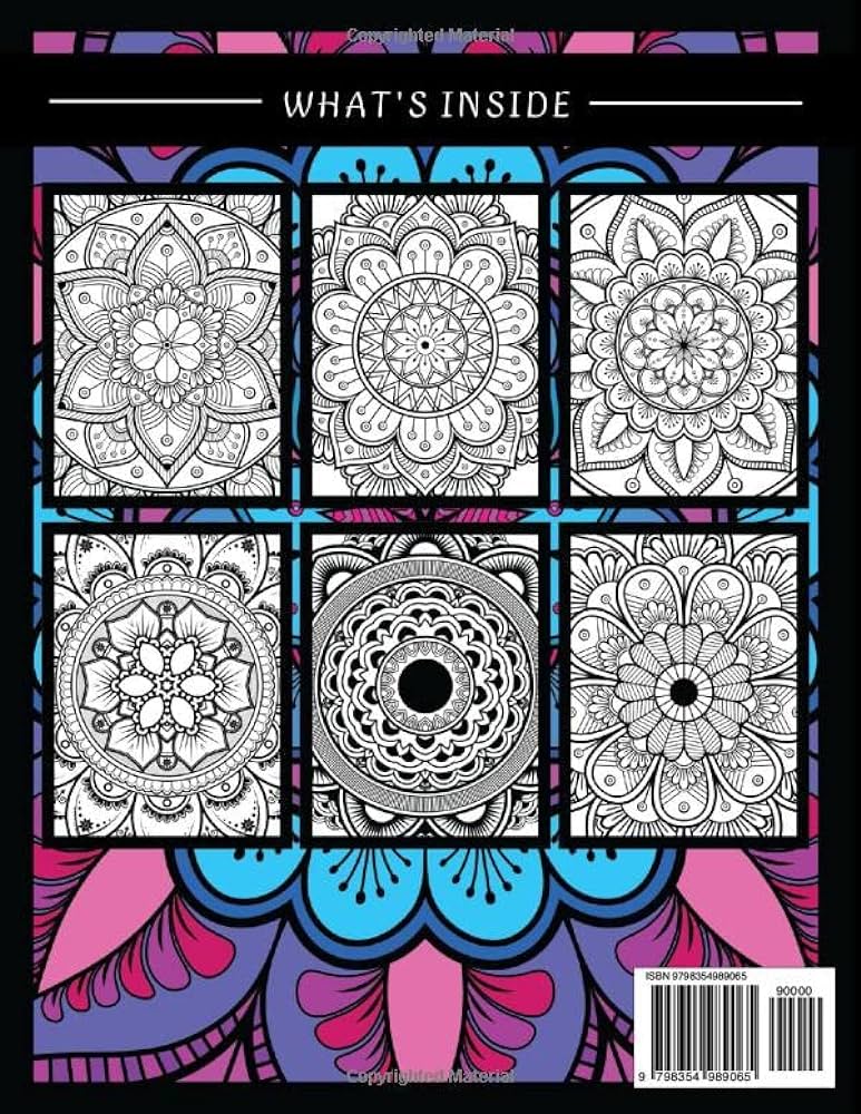 Mandala adult coloring book black framed mandalas for relaxation and anxiety relieving inspirational art for women men or teens mindfulness and cool colouring pages for stress relief