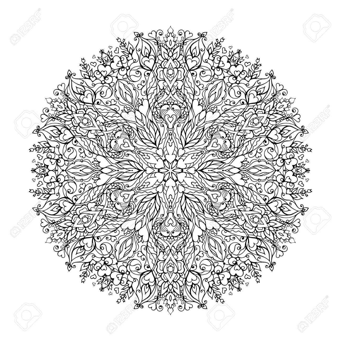 Mandala art for meditation color therapy adult coloring pages stress relief and relaxation valentine version with heart shape for valentines day gift royalty free svg cliparts vectors and stock illustration image