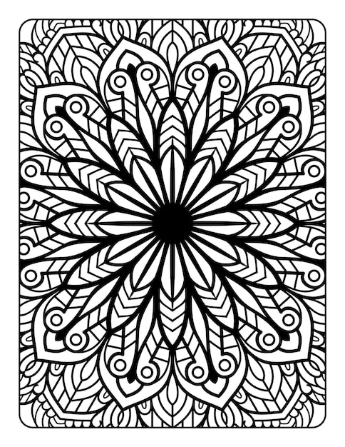 Premium vector mandala floral pattern coloring page for adults relaxation mandala coloring pages
