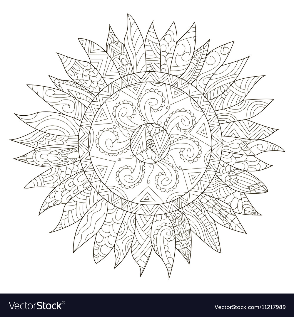 Mandala flower sunflower coloring royalty free vector image