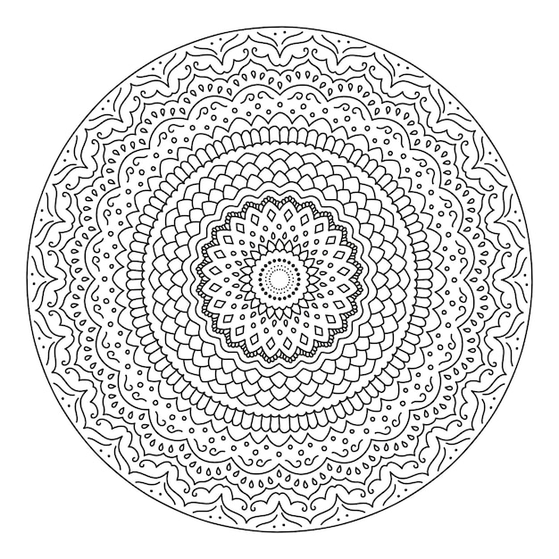 Premium vector round sunflower mandala ornament coloring book drawing