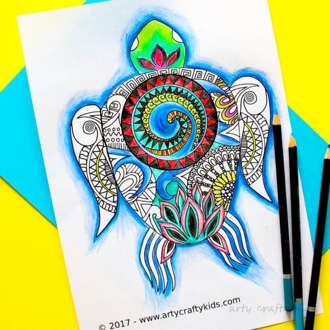 Moana inspired turtle coloring page