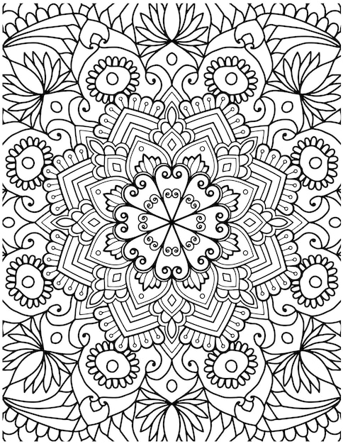 Premium vector hand drawn mandala coloring pages for adult coloring book floral hand drawn mandala coloring page
