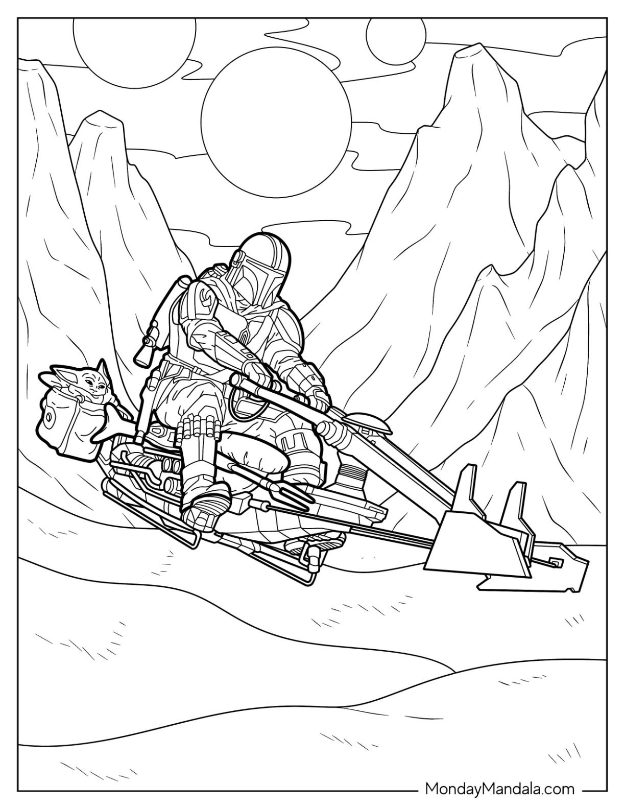 Mandalorian coloring pages free pdf printables