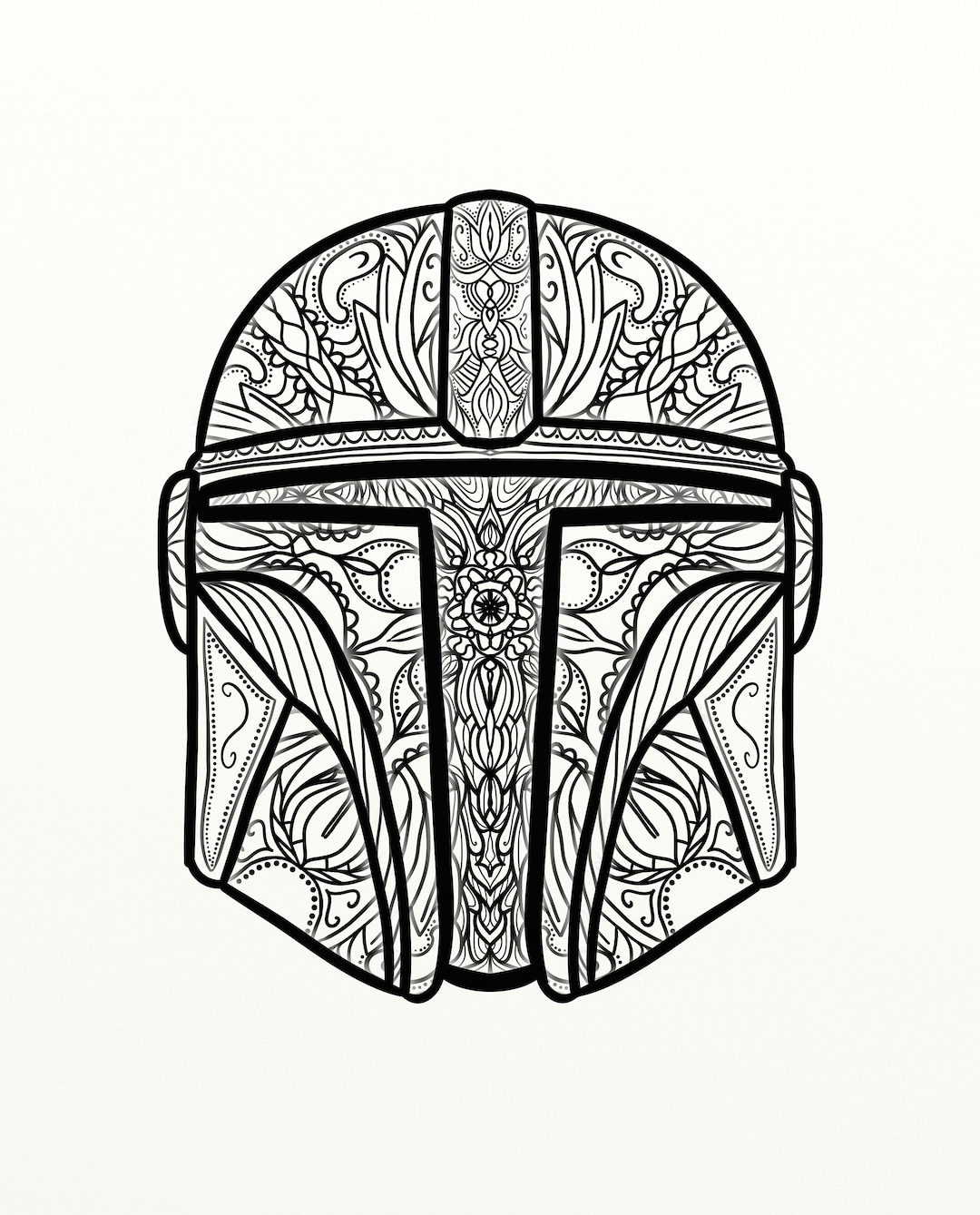 New printabledownloadable coloring page mandolorianmando mandala coloring page quarantine activity inspired by star wars instant download