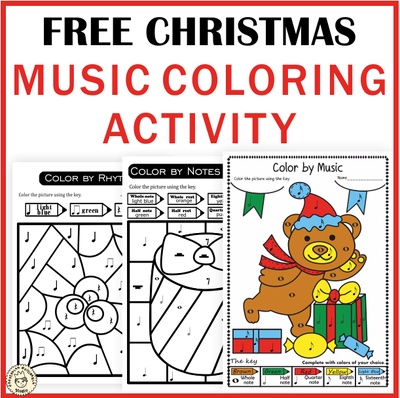 Free christmas music color by rhythm worksheets