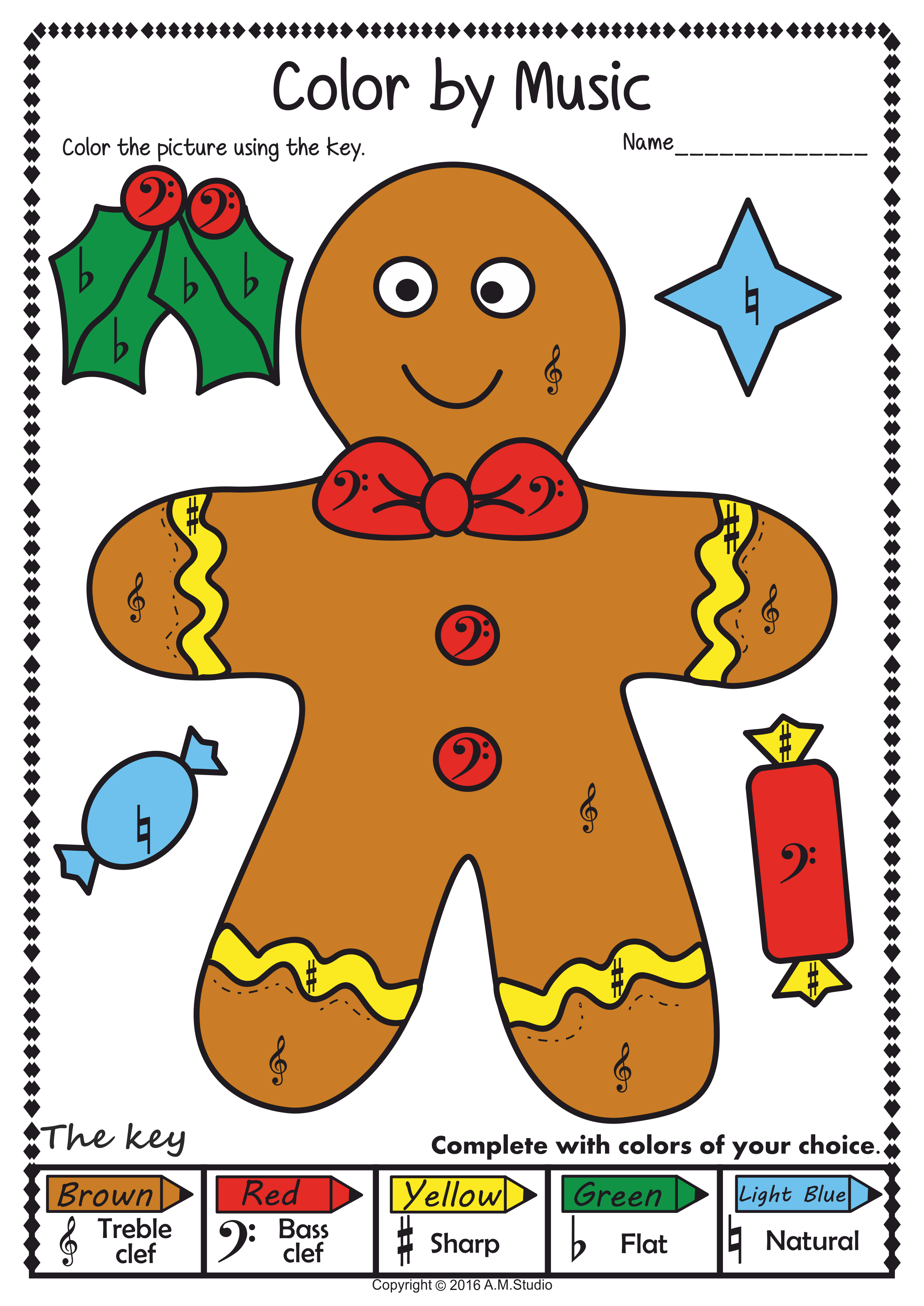 Christmas music coloring pages pack