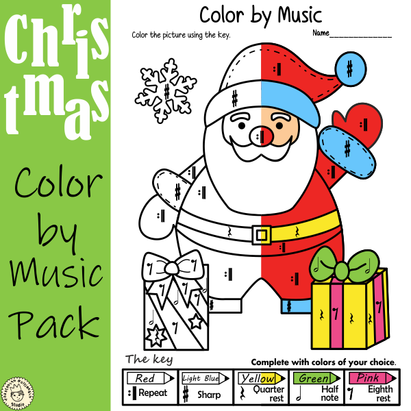 Christmas music coloring pages pack