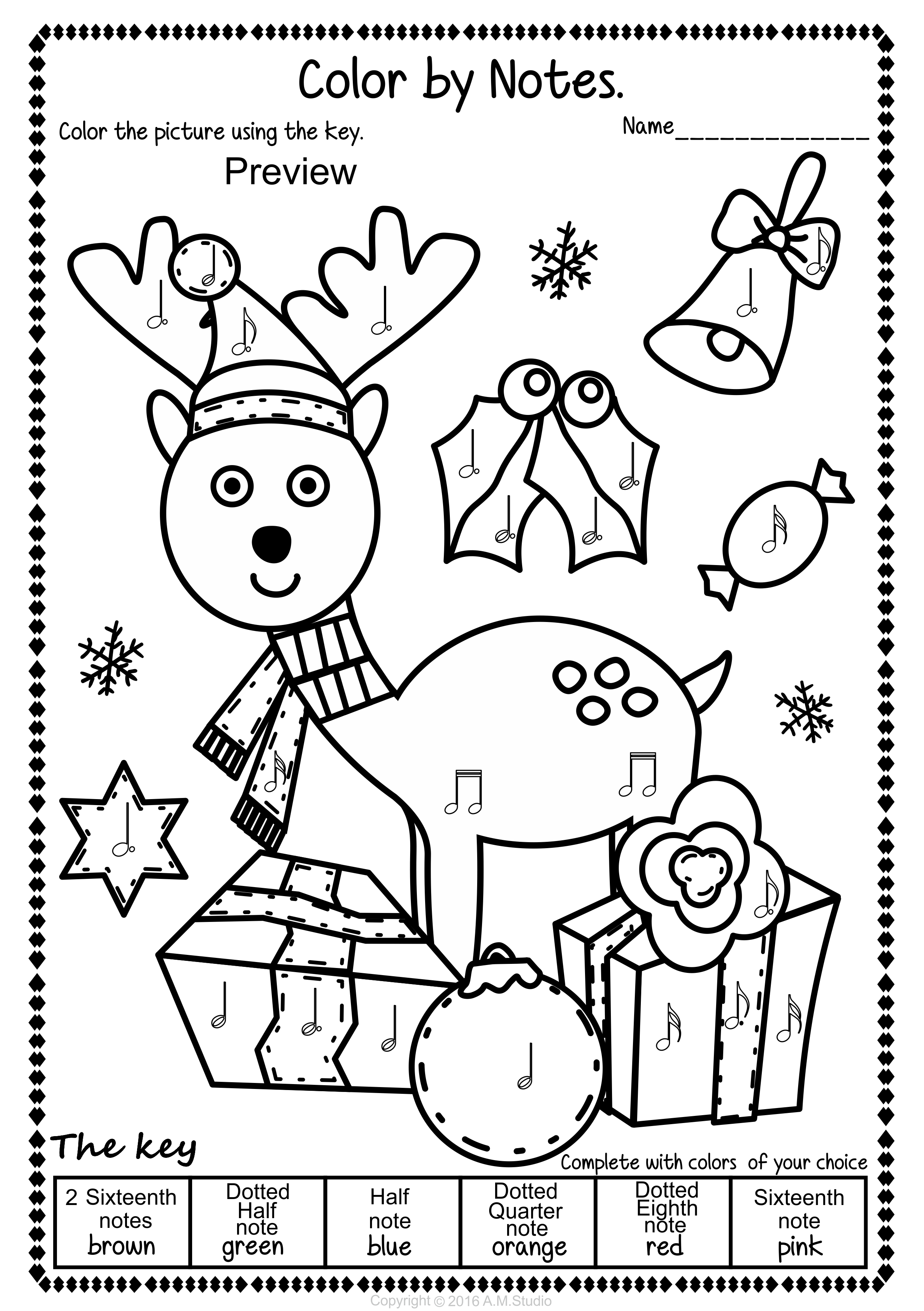 Christmas music coloring sheets pack color by notes rests symbols dynamics christmas music activities christmas music coloring music coloring