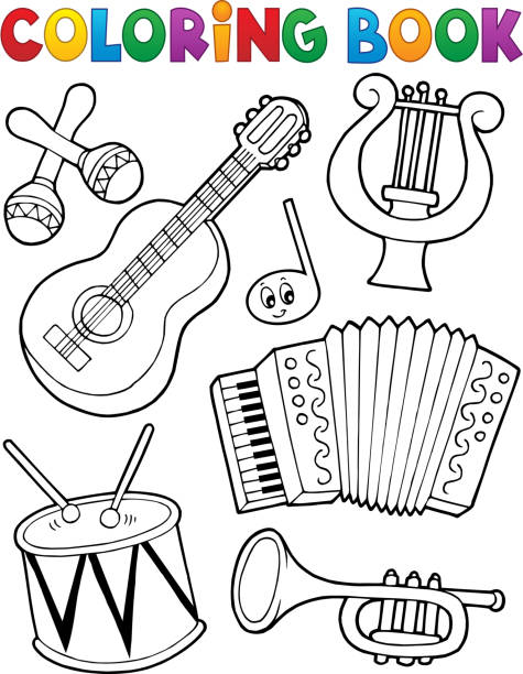 Music coloring pages stock illustrations royalty