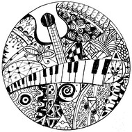 Anti stress coloring pages music