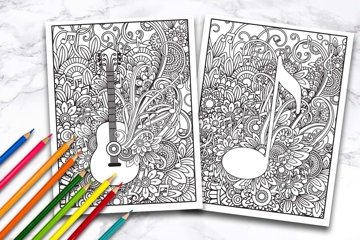 Music coloring pages for adults printable floral pages