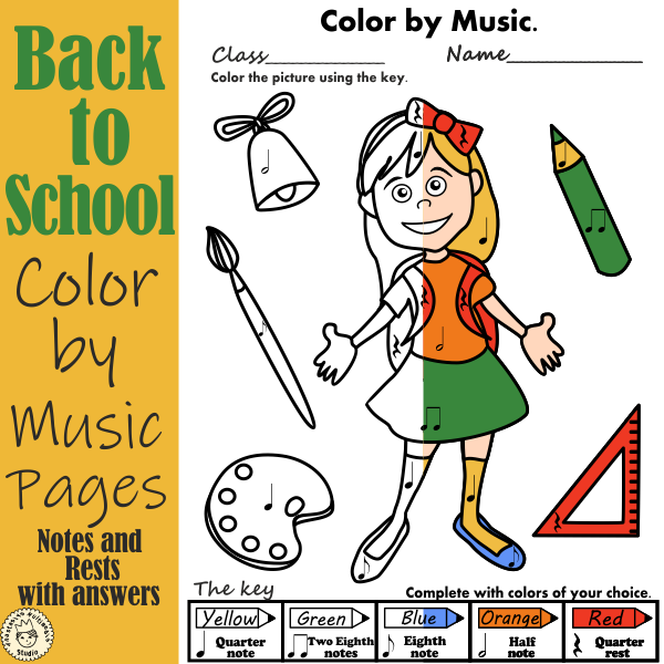 Back to school music coloring activities color