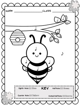 Spring music coloring sheets spring color by note activities