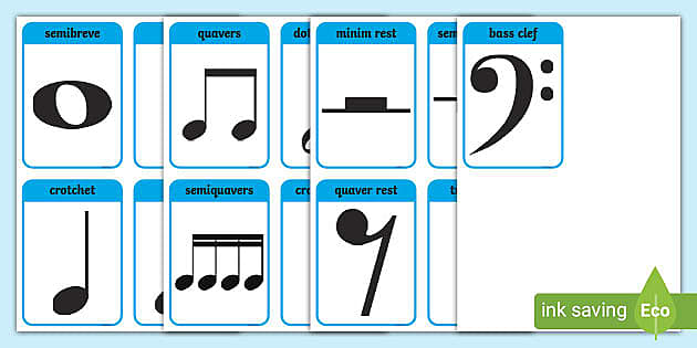 Music note values flash cards music teaching resources