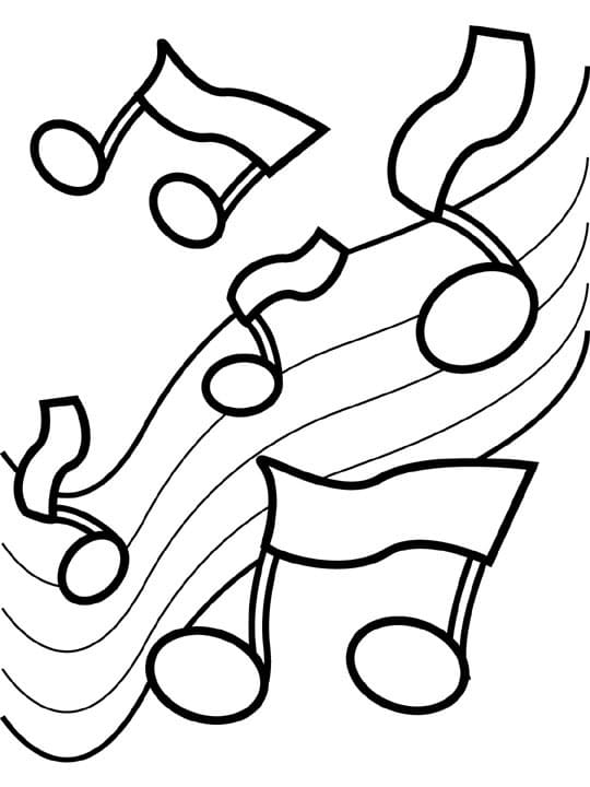 Music notes sheets coloring page