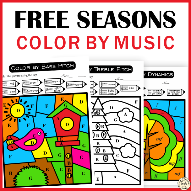 Free printable music color by code pages color by note names symbols dynamics made by teachers