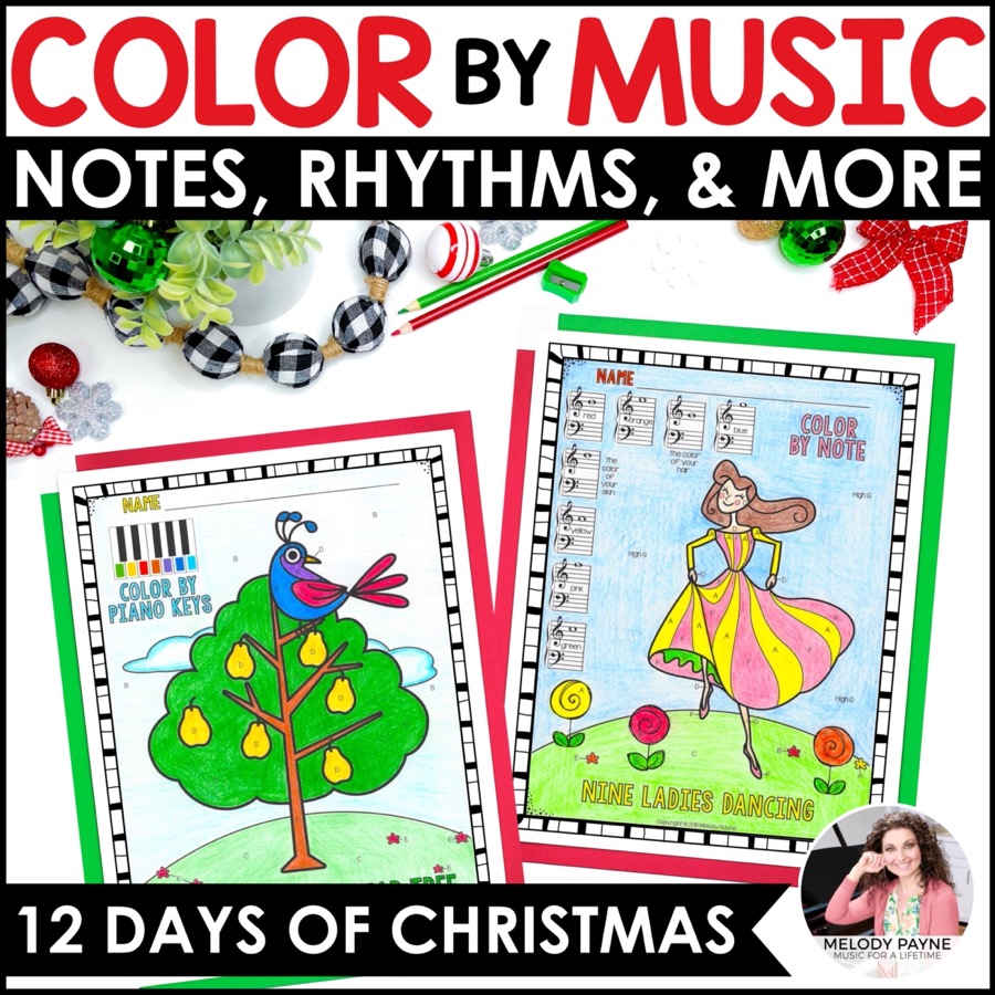 Days of christmas music coloring pages