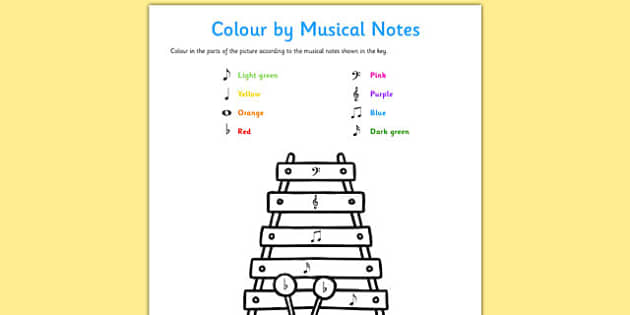 Lour by musical notes worksheet worksheet teacher made
