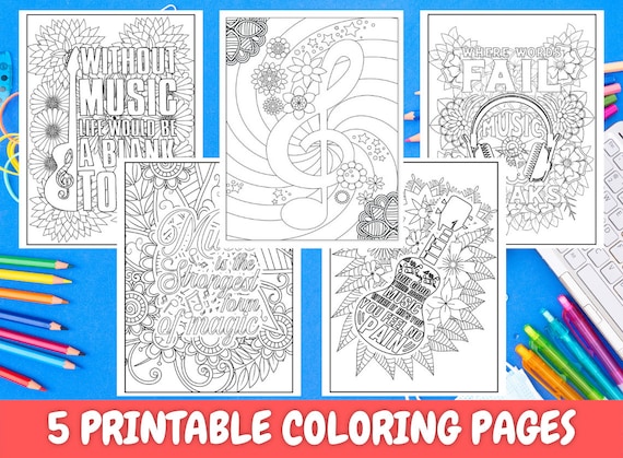 Music coloring pages for adults young adults teen printable musical inspirational coloring pages