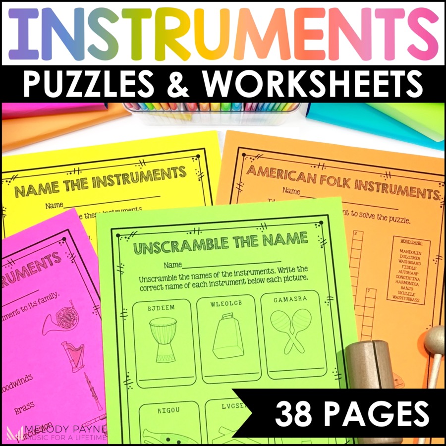 Musical instruments activities bundle