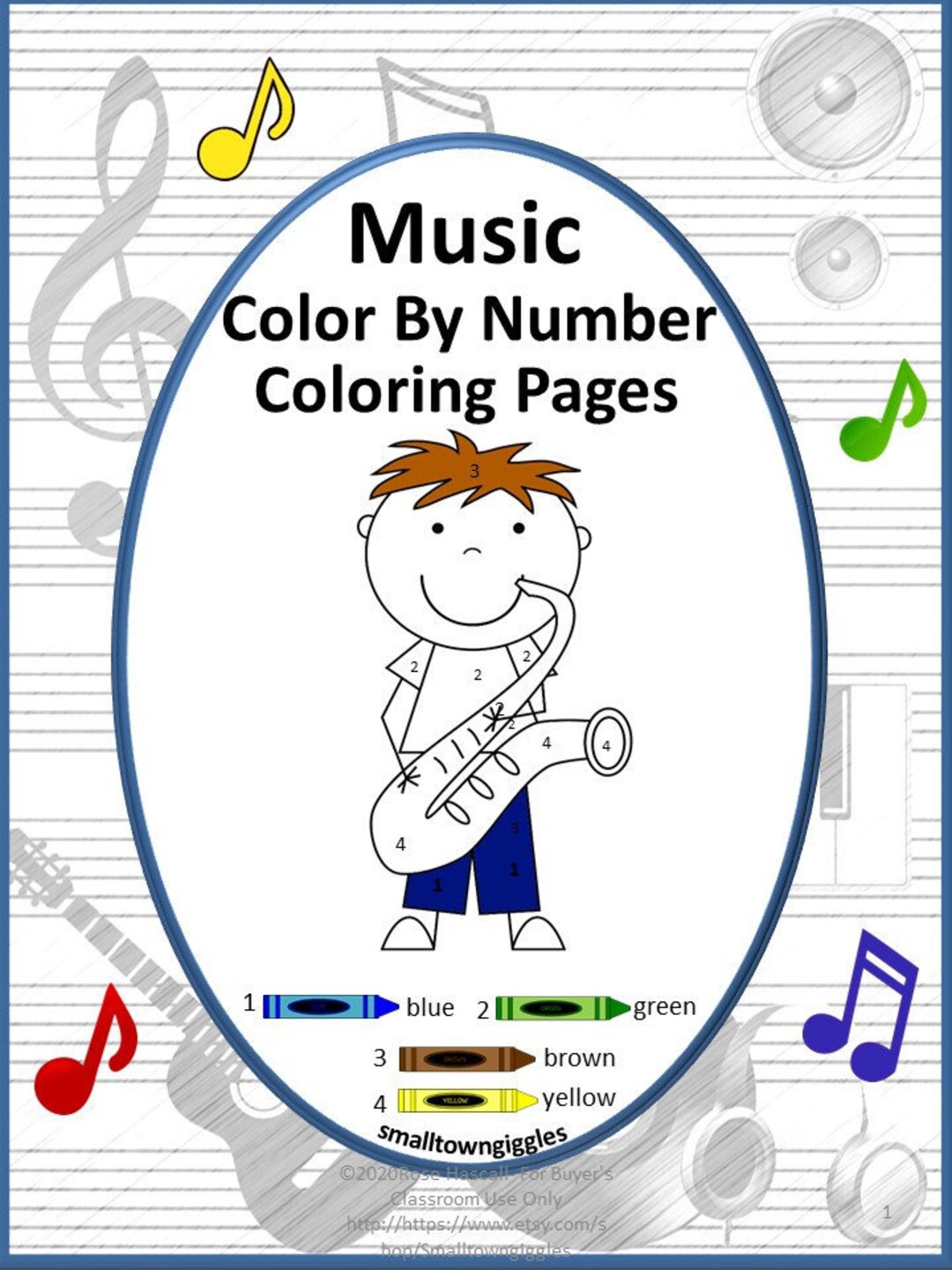 Music color by number color by code early childhood digital down load math centers early finishers music instruments printable